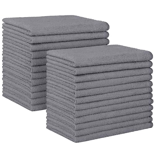 Image of HOMEXCEL Grey Microfiber Cleaning Cloth, 24 Pack Absorbent Cleaning Rags, Lint-Free, Streak-Free Cleaning Towels for Car Kitchen House, 12 inchX11 inch
