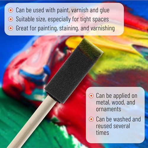 Image of Bates- Foam Paint Brushes, 1 Inch, 300 Pack, Foam Brushes for Painting with Lightweight Wooden Handles
