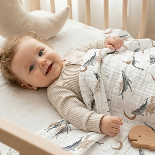 Image of GLLQUEN BABY Muslin Swaddle Blankets for Newborns, Large 40''x38'', 3-Pack | 100% cotton, ultra soft and breathable, gentle on sensitive newborn skin, Multi-use as swaddle wrap, receiving blankets