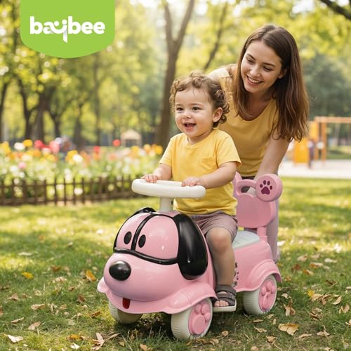 Image of Scooby Ride on Cars for Kids | Portable Baby Push Ride-ons with Music & Toy Storage | Indoor Kids Car with Lights & Safety Backrest | Outdoor Rider Cars for Kid 1 to 3 Years (Pink)