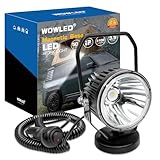 WOWLED Magnetic LED Work Light 12V, 50W 3.5 Inch Round Spotlight Pod Light with Magnetic Base Mount, Portable LED Light for Camping Car SUV Boat Truck Driving Fog Lamp Cigarette Lighter Lights