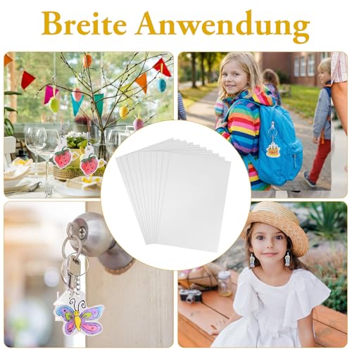 10 Stück Schrumpffolien Transparent,A4 Schrumpffolienplatten Matt,Schrumpf-Folien,Schrumpfende Plastikfolien zum Basteln,Dicke 0.3mm-Größe 20 * 29 cm