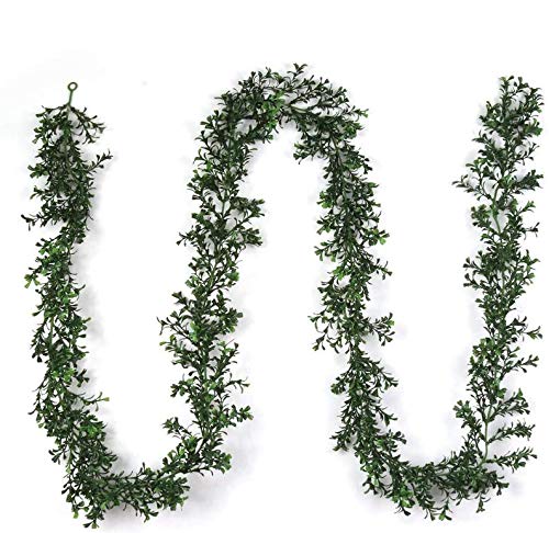 Elevate Your Space with Boxwood Garland - 9' Artificial Ivy Vine Greenery | Hanging Loops for Easy Installation | Ideal for Indoor & Outdoor Decor | Versatile and Lush Foliage - 1 Pack