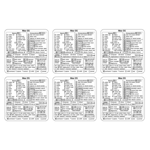 Ieron 6 Autocollants Raccourcis Clavier Mac OS, Autocollants Vinyl sans résidu pour Ordinateur...