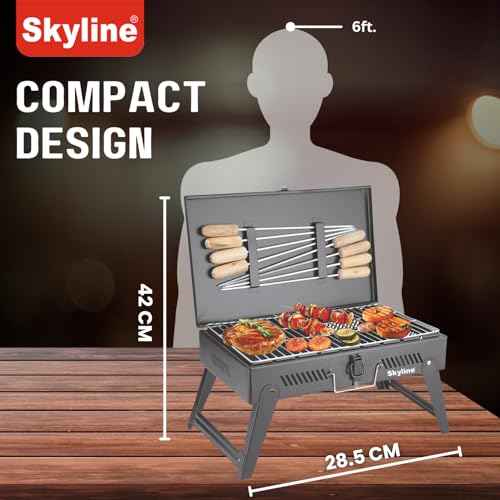 Image of Skyline Charcoal Barbeque Breifcase with 8 Skews | Black