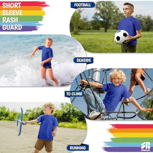 Image of Boy's UPF 50 Rash Guard Swim Shirts Short Sleeve Sun Protection SPF Fishing Surfing Water Beach Shirts Quick Dry