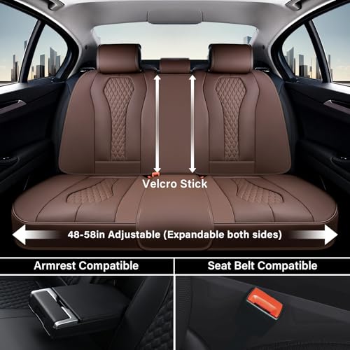 Image of Coverado Seat Covers, Car Seat Covers Full Set, Coffee Car Seat Cover, Car Seat Cushion Waterproof, Luxury Auto Seat Covers, Seat Cover Car Seat Protector Fit for Most Cars