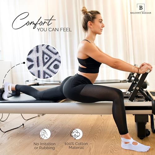 Image of Pilates Grip Socks with Straps for Women - 3 Pairs of All Black