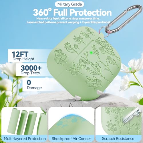 Image of for Airpods 4 Case, Ekoonpft Flower Engraved Cases for Apple AirPods 4th Generation 2024, Soft Silicone Cover for Women Girly with 3-in-1 Cleaner Kit, Keychain, Military Grade Protection