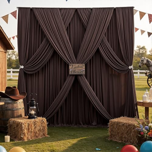 Cortinas de fondo marrón 20x15ft 4 paneles sin arrugas miniatura 1