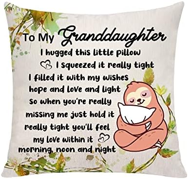 VAVSU Granddaughter Gift From Grandma Grandpa,Lovely Hug Pillow Cover Pillowcases Sofa Throw Pillow Covers Linen Cushion Cover to Granddaughter for Christmas Birthday Graduation Gift (Granddaughter)