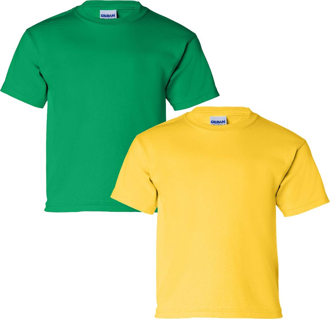 Gildan Kids' Ultra Cotton Youth T-Shirt, 2-Pack MED-Irishgreen-Daisy
