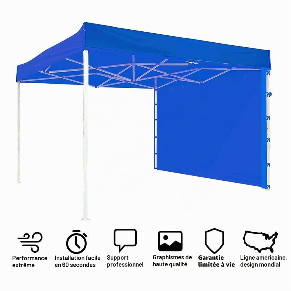 Tonnelle de jardin instantanée en tissu Oxford imperméable, 3x2 m, rouge et bleu