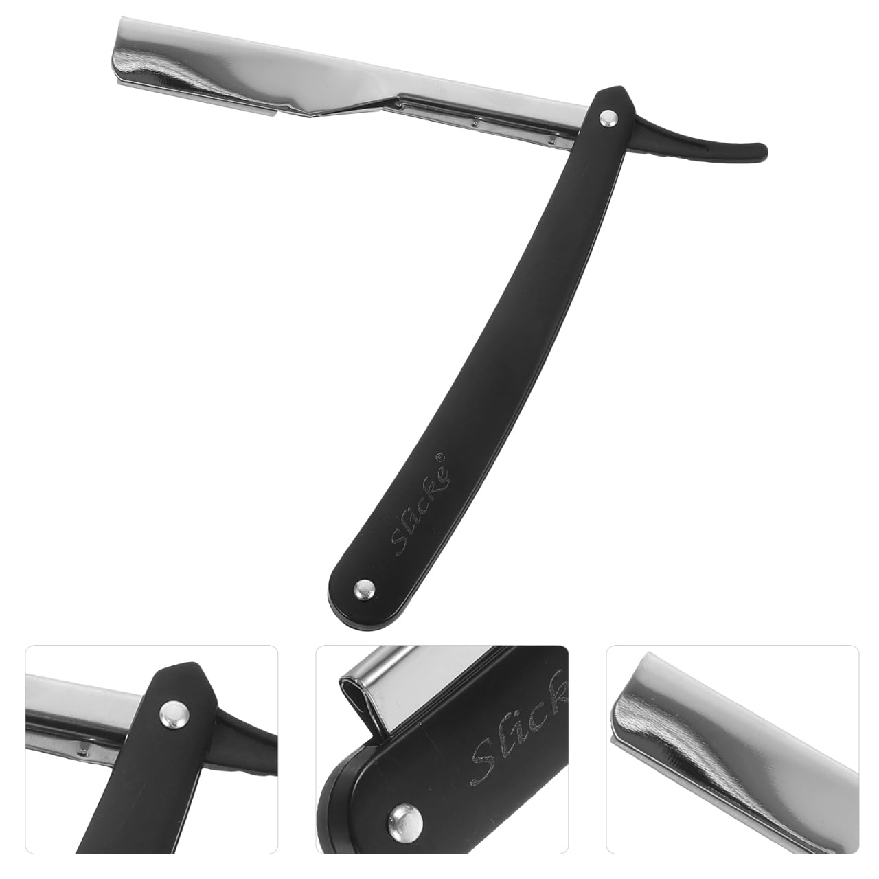 Ipetboom Manual Razor for Men Vintage Straight Edge Shaving Razor Portable Metal Shaving with Easy-Open Guard for Beard Sideburns and Hair Shaping