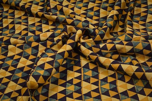 Image of Ethnics of Kutch Women's Ajrakh Modal Silk Natural Dye Hand Block Print Unstitched Kurta Fabric (For Lenght - Refer Bullet Point Below)