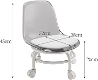 Vista 3 de Taburete bajo rodante, taburete de asiento bajo con rodillo y respaldo, taburete giratorio para limpieza del hogar, lavandería, fitness, flexiones