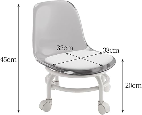 Miniatura 3 de Taburete bajo rodante, taburete de asiento bajo con rodillo y respaldo, taburete giratorio para limpieza del hogar, lavandería, fitness, flexiones,
