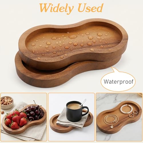 Salt and Pepper Tray Retro Color Walnut Wood Salt and Peppers Grinder Mill Trays Holder, Fit Many Mills & Shakers, Kitchen Grinder Rest Accessories(Pepper Mills Not Included) - Thumbnail 6