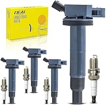 DEAL Set of 4 Ignition Coil Pack + Double Iridium Spark Plugs Compatible With 10-12 HS250h 05-10 tC 09-10 Vibe Corolla 09-12 Matrix 02-11 Camry 02-06 Solara 01-07 Highlander 2.4L 01-08 RAV4 2.0L L4