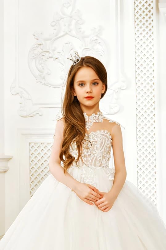 Lace Flower Girl Dresses for Wedding Tulle Pageant Dress for Girls Princess Party Ball Gown3