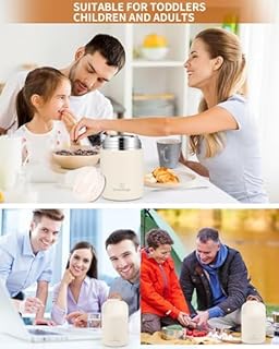 Dreamhigh® Termos per Alimenti 850 ml, Contenitore Termico per Alimenti Caldi con Maniglia, Portavivande Termico Acciaio Inossidabile con Cucchiaio, per Zuppa, Pasta (Bianco)