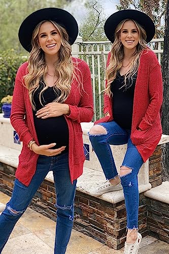 Image of STYLEWORD Women's Fashion Cardigan Sweater Lightweight Open Front Long Casual Beach Kimonos Outfits with Pockets