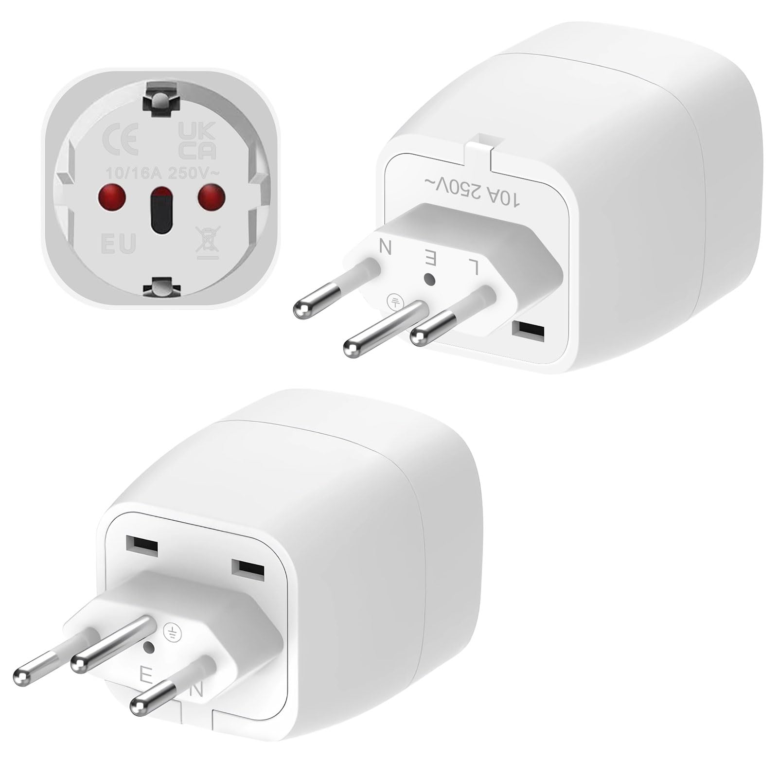 2 x Travel Adapter, Europe to India Travel Adapter, Schuko EU to Type D Plug, for India, Sri Lanka, Nepal, Niger, Lebanon, Ghana, Myanmar