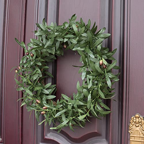 Ansuma 24” Artificial Olive Wreath Green Leaves Front Door Wreath Garland Olive Branch Ornaments Hanging Decoration For Home Wedding Party Wall Window Decor #TOP5