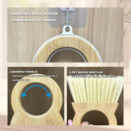 Xifando Mini-Besen- und Kehrschaufel-Set, kompaktes Bambusgriff-Reinigungsset mit Mini-Kehrschaufelbürste für Arbeitsplatten, Tische, Schreibtische – kleine Kehrschaufel und Besen-Kombination für