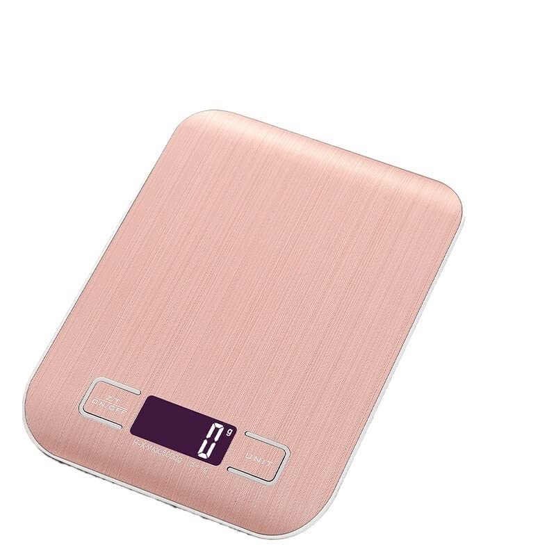 Kitchen Scale 5Kg/10Kg Electronic USB Rechargeable Food Scale Stainless Steel LCD Measuring Tool for Household Use Kitchen Supplies Rose Gold-5000g with USB