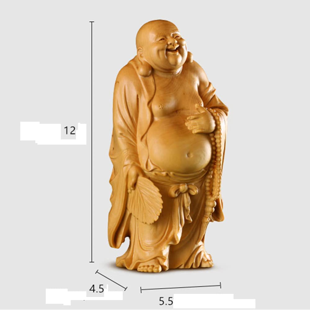 Amazon.co.jp: ハッピーブッダブダイ12cm木の像ファン仏教弥勒僧と神を