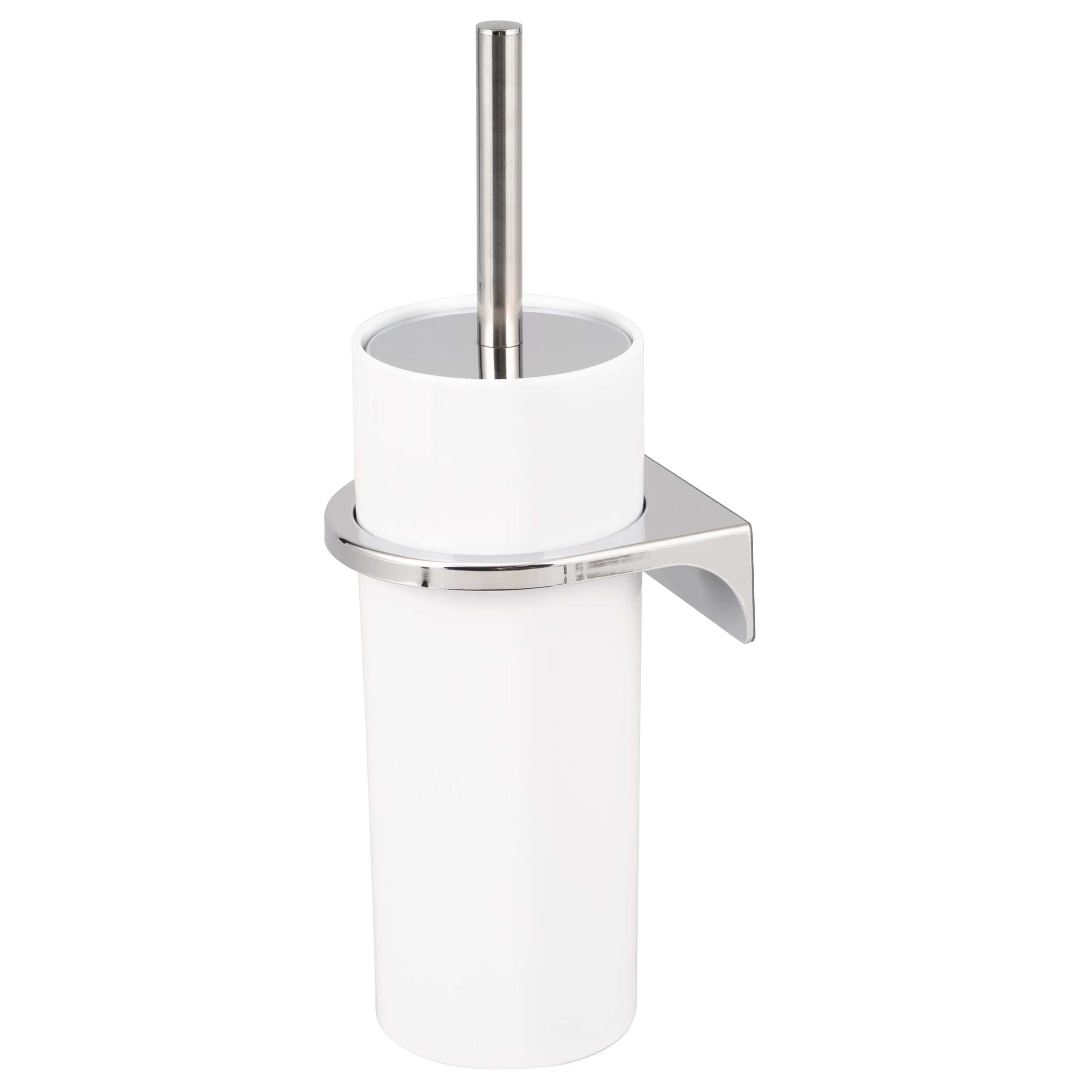 Bremermann White Round Toilet Set Savona Incl. Wall Bracket For Gluing Or Drilling & 1 Spare Brush Head - Made Of Plastic