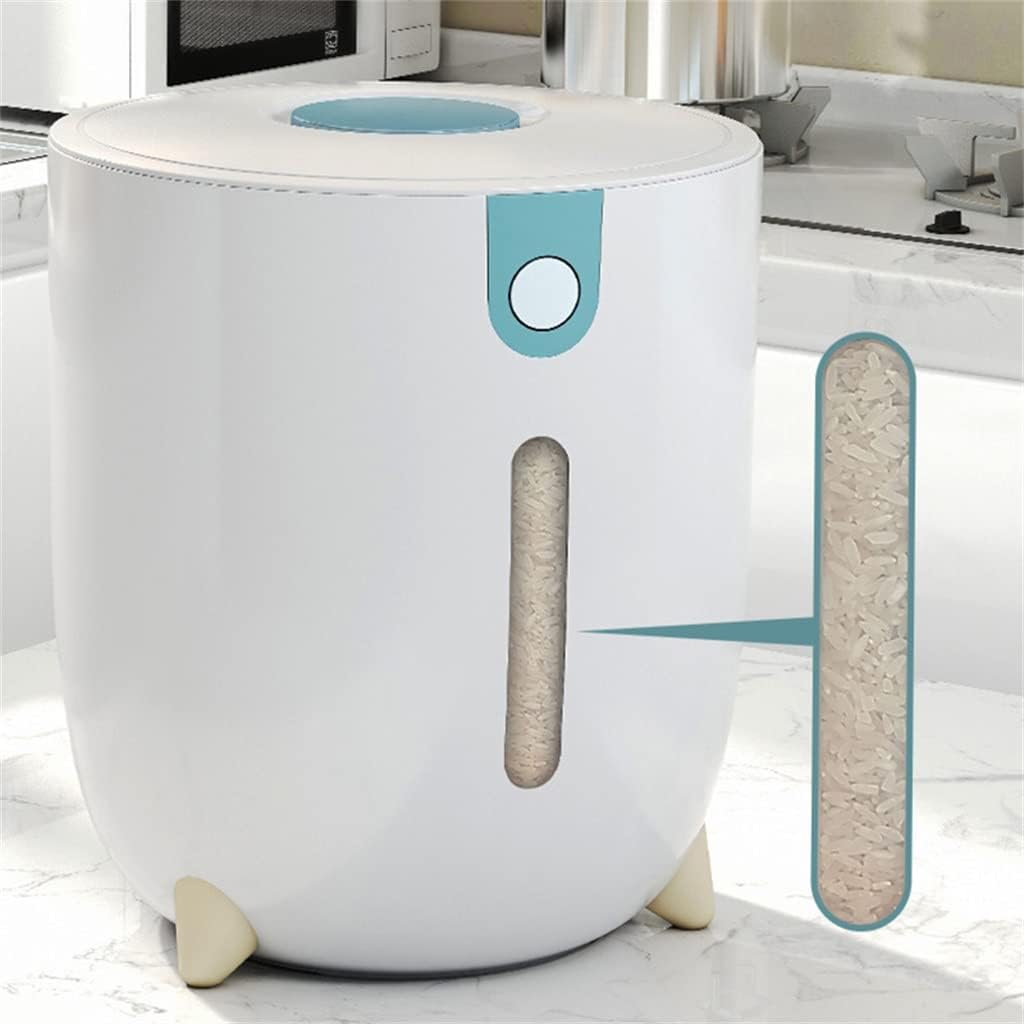 Rice Storage Dispenser With Measuring Cup Food Cereal Bucket Container Kitchen Tool