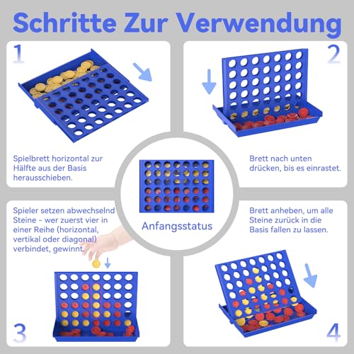 Pup Go Standard-Größe 4 in Einer Reihe Brettspiele für Kinder ab 3+ Jahren, Mädchen Jungen, Pädagogisches Strategiespiel Spielzeug, Kinderspiele für 2 Spieler 6 Ersatzchips – Bild 7