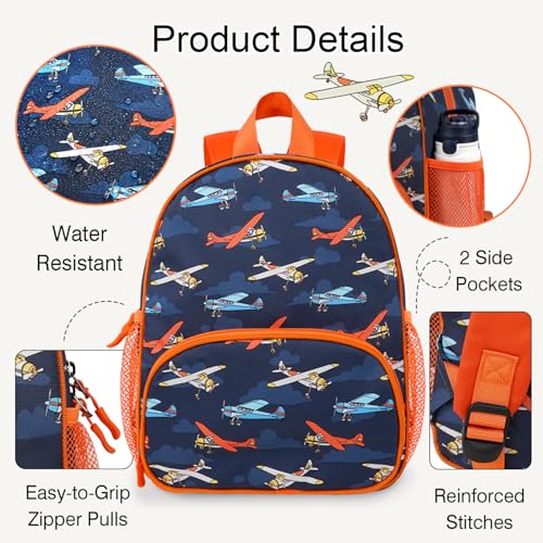 Image of Toddler Boys Girls Preschool Backpack,Travel Bag for Kindergarten, Airplane School Bag for Kids 3-6
