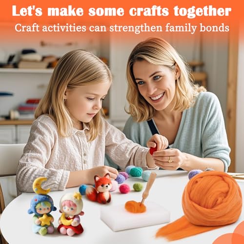 Image of Mayboos 1.76oz Orange Natural Wool Roving, Needle Felting Wool | Wool for Needle Felting Orange Color for Wet /Dry Felting Handcrafts and Spinning