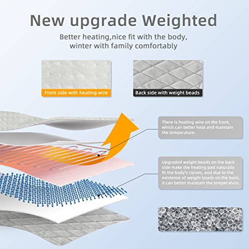 Weighted Heating Pad - 2.2Lb Large Electric Heated Pad,With 6 Temperature Levels,With 4 Kinds Of Time Automatic Shutdown,Fast-Heating Technology For Waist/Abdomen/Neck Pain And Cramps Relief,12''×24'' #TOP1
