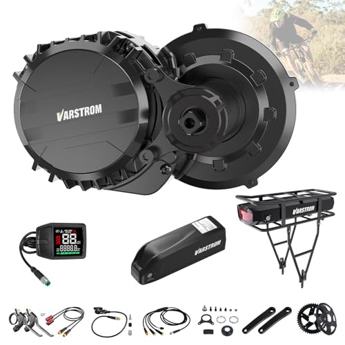 Varstrom 48V 750W Mittelmotor mit Drehmomentsensor Elektrofahrrad-Umbausatz mit optional 36V 48V-Akku und DZ41-Display, Mitteltriebmotor mit 44T-Kettenblatt für BB 68-73 mm Mountainbike City Bike