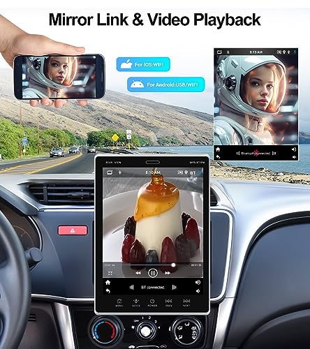 CAMECHO 9,5" Android 11 Bilradio med Bluetooth & Rörlig Kamera