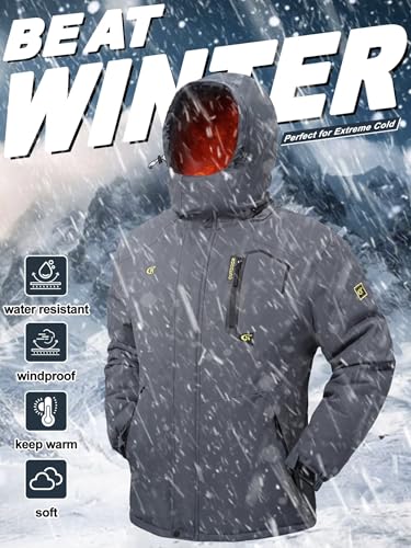Image of QPNGRP Mens Waterproof Fleece Ski Jacket Windproof Winter Snow Coat
