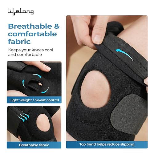 Image of Lifelong Knee Cap Open Patella for Pain Relief and Support, Arthritis & Sports | Anti-Slip Knee Brace Compression Sleeve with Adjustable Fit | Patella Cap with Joint Support for Men & Women (LLOKS60)