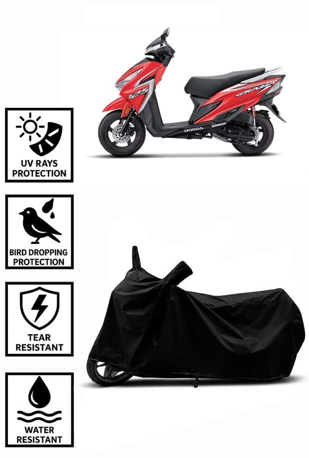 Image of Heavy Duty Waterproof Scooty & Bike Cover for Honda Grazia 125 - UV Resistant, Dustproof & Rain Protection, All-Weather Outdoor Cover for Bikes & Scooty with Buckle Straps