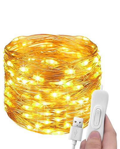 Fairy Lights USB Plug in, Litogo 12 M 120 LED Lichtslingers Waterdicht Koperdraad Slaapkamer Lichten voor Kerstmis, Muur, Verjaardag, Feest, Bruiloft, Jubileum, Nieuwjaar DIY Indoor/Outdoor Decoratie