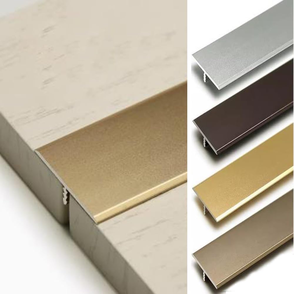 T Molding Trim Floor Transition Strip 35.4in Aluminum Flat Divider Strips for Doorway, 1.3in Metal Threshold Strip for Joining Floor Gap