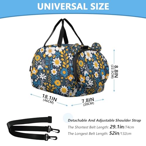 Beautiful Flowers Bubbles Kids Duffle Bag,Sports Gym Bag with Shoe Compartment Travel Duffel Bags for Boys and Girls3
