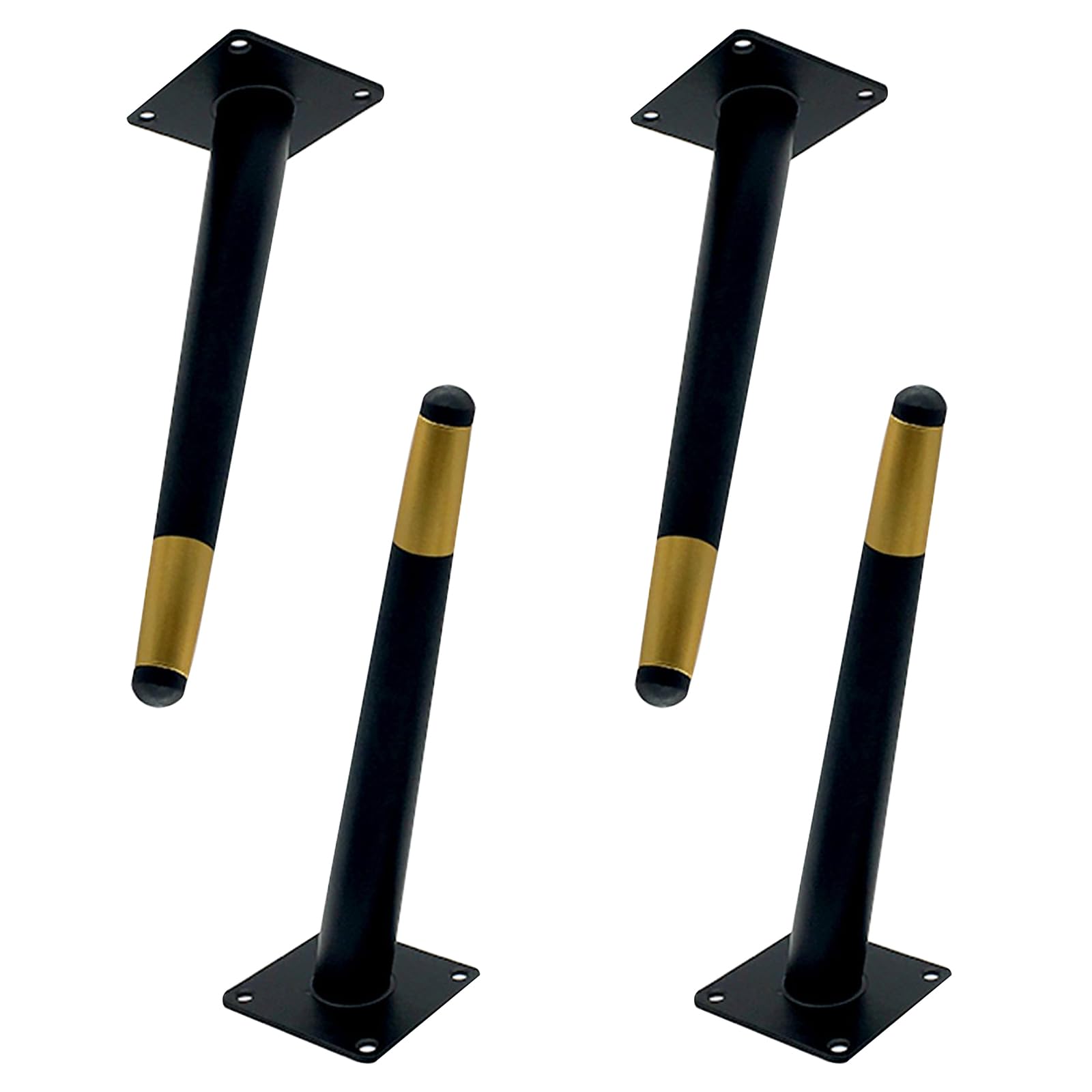 Generico Gambe per Mobili Piedini di Ricambio Conici 4 Pezzi Piedini per Tavolo Vernice Spray in Ferro Nero E Oro Piedini per Divano Altezza: 10-72 cm Piedini per Mobiletto 40 cm/15,7"