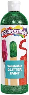 Colorations - CGPGR Washable Glitter Paint, 16 fl oz, Green, Non Toxic, Vibrant, Bold, Kids Paint, Craft, Hobby, Fun, Art Supplies