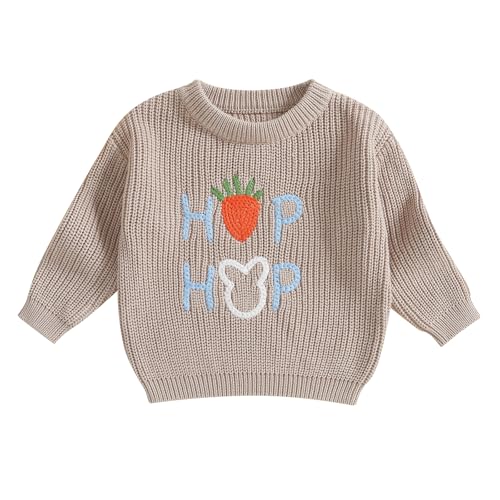 Toddler Girls Rabbit Embroidery Crew Neck Sweater