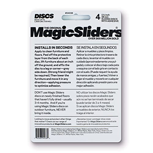 Magic Sliders 4038 Series 1-1/2" Sliding Disc, Gray, Pack Of 4 #TOP1