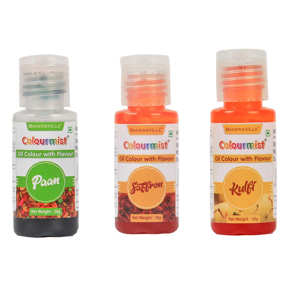 Colourmist Oil Colour With Flavour, Assorted Pack Of 3 (PAAN, SAFFRON, KULFI), 30g Each | Chocolate Oil Assorted Flavour with Natural Colour | Assorted Chocolate Oil Emulsion (B09SWRJPQQ) Amazon Price History, Amazon Price Tracker
